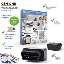 GPS Tracker Tracy-OB2 Instant Start Package: Compact OBD2 Car and Truck Tracker with EU Location, Pre-installed. SIM Card, Portal, App. Ready to Plug in, Done!