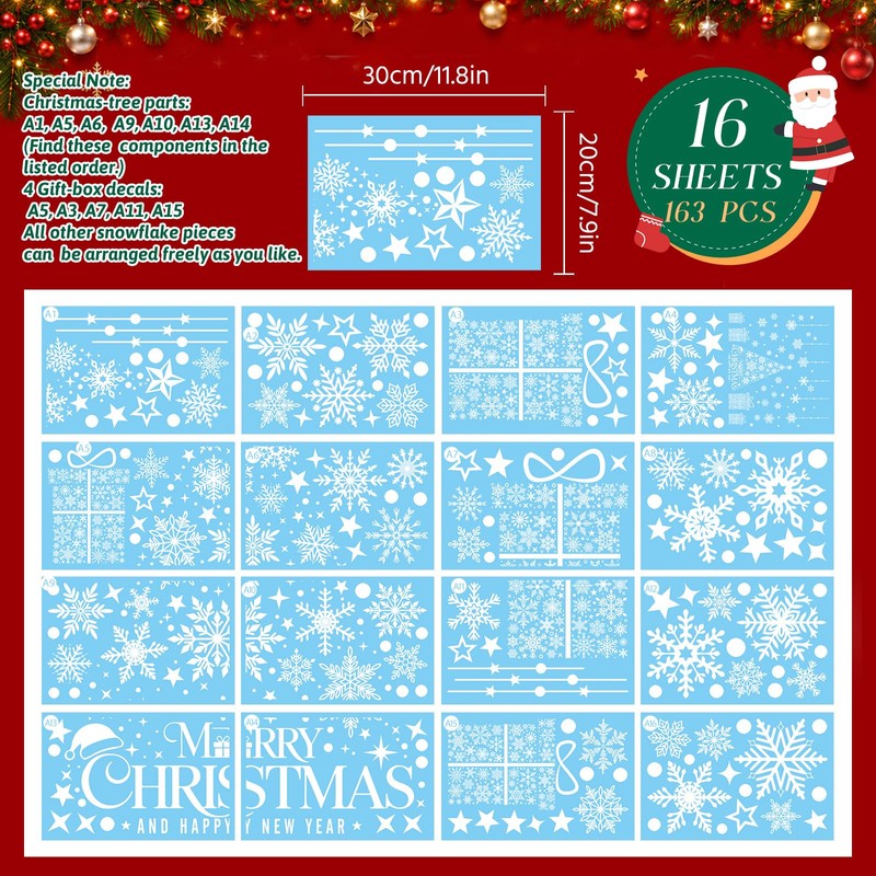Vijamiy Double Sided Christmas Window Stickers, Large Xmas Window Clings