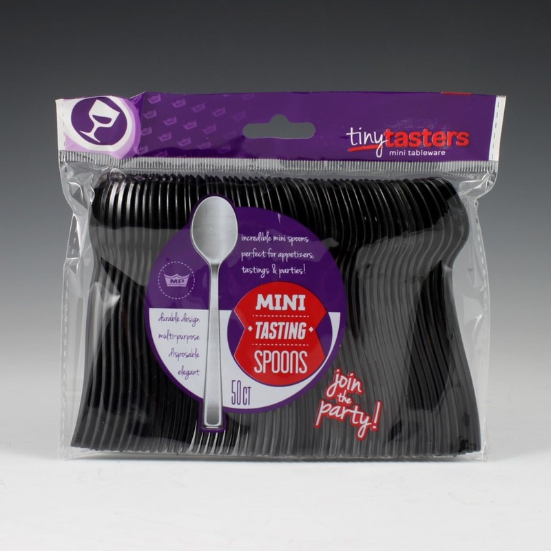 Maryland Black Tiny Tasters Mini Spoons - 3.75" (Pack of