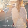 CRMAD Key Necklace for Women Sterling Silver Angle Wings Necklace
