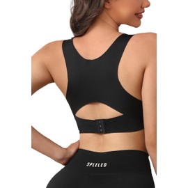 DAGGLOSA Women's Adjustable Waist Support Posture-Correcting Sports Bra, Black, Medium