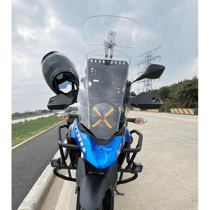 HENGTUAOTO Motorcycle Screen Spoiler Air Deflector Windshield Adjustable Transparent