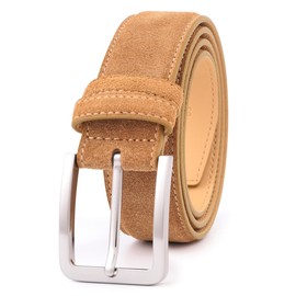 LEAODES LD Men's Belt Casual Genuine Leather Suede Belts for Men 1 3/8" Wide Elegant Golf Dress Belt