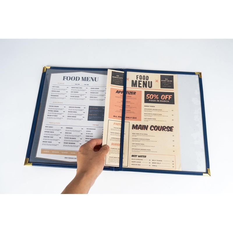 Ylittaa Menu Covers/Booklet, Triple Page, 3 Pockets, 6 View, for