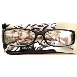 Foster Grant Jungle Zebra Reading Glasses with Case +2.00