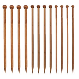 12PCS Bamboo Knitting Needles, Knitting Needle Set for DIY Handmade Sweater Scarf Wool Project, Wooden Knitting Needles, for Beginners Professional Different Sizes Knitting Needles(6mm, 8mm, 10mm)