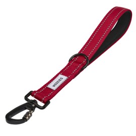 WEEEIES Reflective Dog Leash with Adjustable Collar – Durable Short Nylon Lead with Padded Handle & Neoprene Lining for Medium and Large Dogs (Red)
