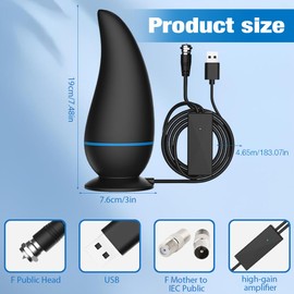 2025 Indoor TV Aerial, Freeview Antenna with Signal Booster, Portable Design for 4K/1080P HD Channels, 4-meter line, Plug and Play, Compatible with All TVs and Digital Receivers