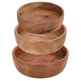 com-four® 3-Piece Acacia Wood Bowls Set - Round Decorative Bowls - Serving Bowls for Tapas, Antipasti, Dips, Finger Food - Decorative Wooden Containers - Table Decoration - Key Bowl