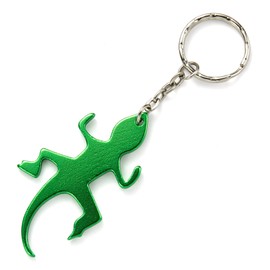 Komonee Lizard Green Bottle Opener Key Chain Metal Wildlife Key Ring Novelty Animal Keychain Keyrings (Pack of 10)