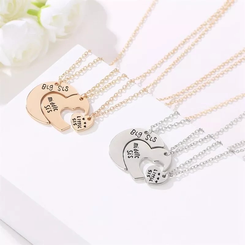 Deluxe 3 Collares Hermanas Amistad Amor 14 Febrero Regalo Corazón