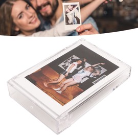 Mini Photo Album for Polaroid 3inch Film Photo Ice Cream Glitter Photo Box Card Holder Instant Camera Accessories Tabletop Posing Photo Frame (Transparent)