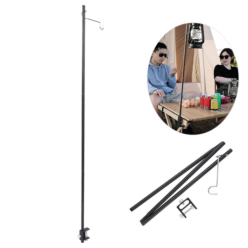 Camping Lantern Stand Aluminum Alloy Foldable Single Hook Lamp Pole