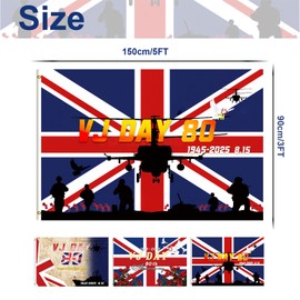 5ft VJ Day 80th Anniversary Flag,VJ Day Large Flag 80th Victory Flags 5 * 3FT,80 Years Victory over Japan Flags 80 Years VJ-Flag Party Parades Celebration Decor Bunting Banner 2025 Gifts Memorabilia