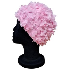 Blue Reef Virgo Floral Women's Classic Retro 3D Flower Petal Plain Pretty Stylish Vintage Swimming Cap Swimming Cap One Size Adult (Pastel Pink)
