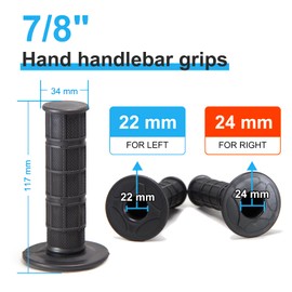 Chiallco 7/8" Motorcycle Hand Grips Dirt Bike Grips for CRF YZF WRF KXF KLX Pit-Bike, Soft Rubber Hand Handlebar Grip,Black