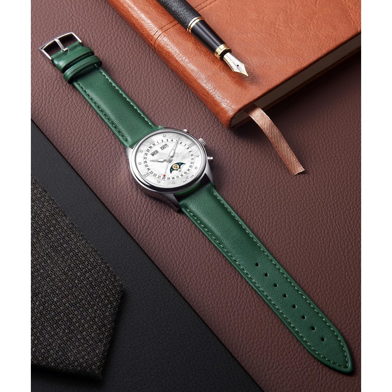 BINLUN Leather Watch Strap, Quick Release, Leather Watch Band, Multiple