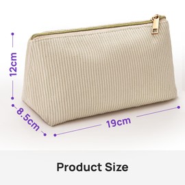 JEFURE Pencil Case, Pencil Case Corduroy Fabric, Large Capacity Pencil Case, White, pencil case