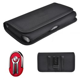 wireless accessories Pouch Case for ANS Koobee K100 Holster Belt Clip +Car Mount Stand - 3in1 Ring Red +Pouch Case