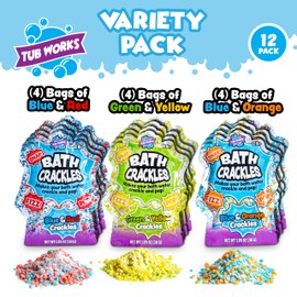 Tub Works® Bath Crackles Bath Toy, Variety 12 Pack | Nontoxic & Fragrance-Free | Makes Bath Water Crackle & Pop for a Unique Kids Bath | Swirl Water for Fizzy Fun | Sensory Kids & Toddler Bath Toys