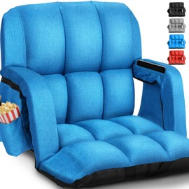 Stadium Seats with Back Support Wide, 4.7" Padded Bleacher Seat, 6-Position Reclining Bleacher Chairs with Back and Cushion, Sofa Style Ergonomic Design for Sports Games Baseball Football (22.5''Blue)