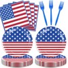 4th of July Decorations American Flag Tableware Set - 48