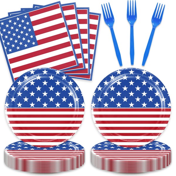 4th of July Decorations American Flag Tableware Set - 48
