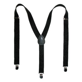 CTM Women's Elastic Glitter Clip-End Braces, Black
