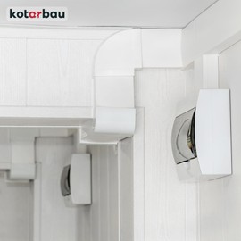 KOTARBAU® Deflector 120 mm x 60 mm Horizontal 90° Duct Elbow Duct Connector Square Flat Duct Exhaust Air Supply Air Plastic Angle Air Duct White