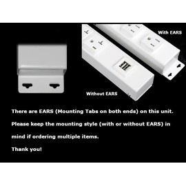 12” Stainless Steel Hardwired Power Strip (NO Power Cord), 4 Vertical Outlets (NOT Tamper Resistant), with Ears (with mounting tabs on Both Ends), 15A (NOT a 20 Amp Unit)