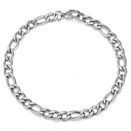 Trendsmax 5mm Figaro Link Chain Bracelet Stainless Steel Figaro Bracelet for Men Women 9inch