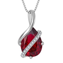 YL Teardrop Necklace 925 Sterling Silver Infinity Pendant 10x14 MM Created Ruby Jewelry for Women