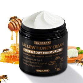 BNNBRGA Organic Tallow Honey Cream for Face & Skin - 100% Pure Grass-Fed Tallow Face Moisturizer, Ultra- Hydrating & Nourishing, Natural Skincare Solution for Dry & Sensitive Skin