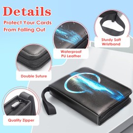 Pafvue Card Binder 4 Pocket Trading Card Binder 400 Pockets Card Holder Collection Organizer with 50 Removable Sleeves and Zipper, Collector Binder for Boys and Girls (Blue Green, 400 Pockets)