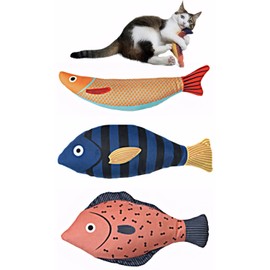 Tails & Tales Cat Toys Fish, Catnip & Crinkle Sound Plush, Bite-Resistant & Soft Interactive Toys for Indoor Cats & Kittens, Reduces Stress & Encourages Activity, Pack of 3