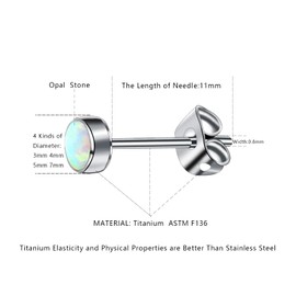 Artskin G23 Titanium Opal Stud Earrings for Women Men Girls Earrings Hypoallergenic Nickel Free 4mm Earrings for Sensitive Ears