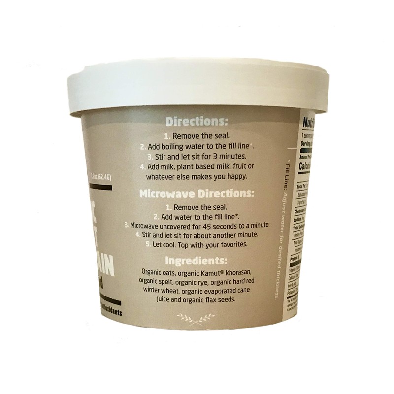 Farm to Table Foods Organic Ancient Grain Oatmeal Cups-12 Pack