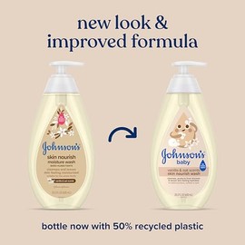 Johnson's Skin Nourishing Moisture Baby Body Wash With Vanilla & Oat Scents, Hypoallergenic & Tear Free Baby Bath Wash, Paraben-, Dye-, Sulfate & Phth