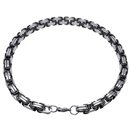 Soul-Cats Byzantine Chain Bracelet Stainless Steel in Black / Silver, Available in Various Lengths and Thicknesses, Stainless Steel