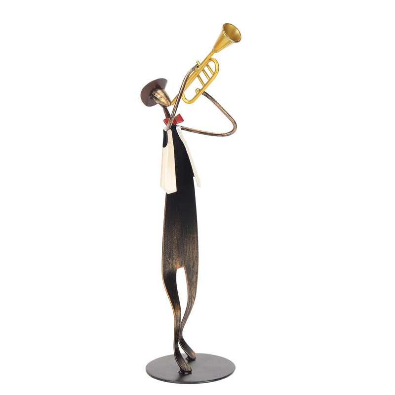 Trumpet Player Figurine Modern Abstract Handcrafted Metal Musician Sculpture for