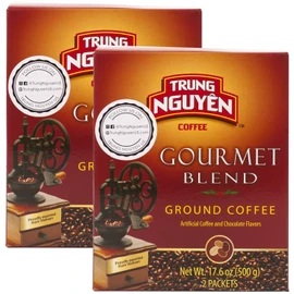 Trung Nguyen — Gourmet Blend — Roasted Ground Coffee Blend — Strong and Bold — Robusta, Arabica, Excelsa, & Catimor — Notes of Chocolate, Spices, & Fruit — Vietnamese Coffee 17.6oz (Pack of 2)