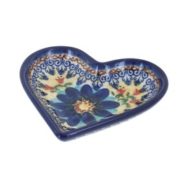 Blue Rose Polish Pottery Autumn Burst Heart Dish
