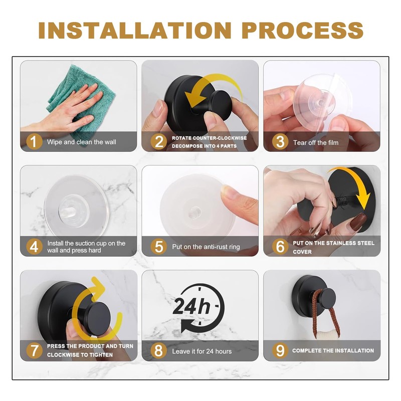 Cimown Pack of 2 Suction Cup Hooks, Suction Cup Hooks,