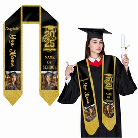 Stand Out on Graduation Day, American Flag Sash 2025, Custom Mexican Graduation Sash, Stoles Class of 2025 Congratulation Gifts with Photo.#2