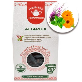 Altarica Siberian Natural Wild Ivan Chai Fireweed Willowherb Fermented Long Loose Leaf Tea Loose with Calendula & Mint Blend 50g/ 1.76oz