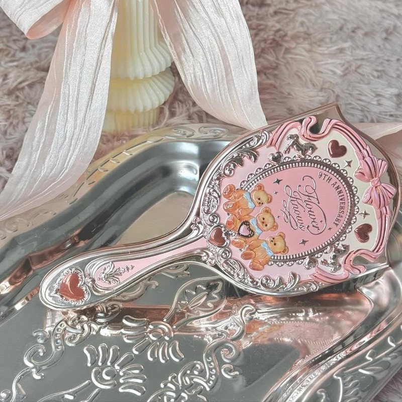 9th Anniversary Paddle Brush, Pink Sweetie Bear-Themed Hair Brush with