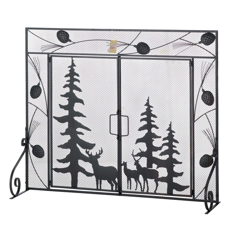 Zingz & Thingz Decorative Iron and Mesh Metal Fireplace Screen,