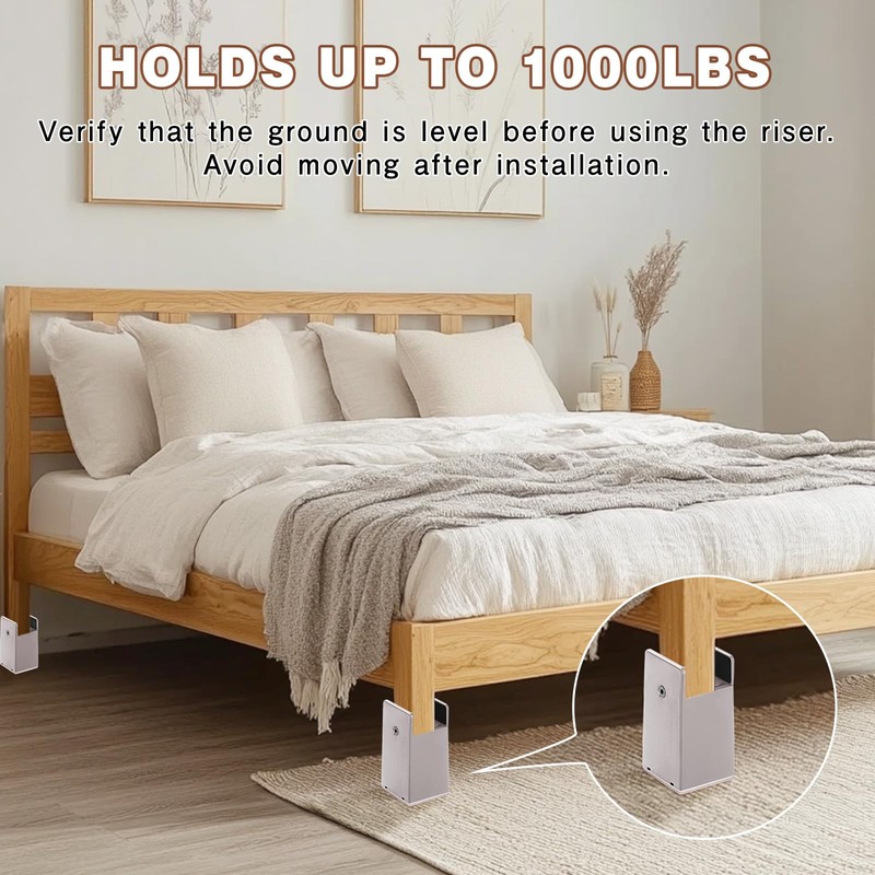 SEISSO 4 Pack Heavy Duty Furniture Risers, Bed Risers with