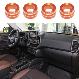 BORUIEN for Ford Bronco Sport 2021-2025 Air Conditioner Dash Vent Switch Knob Cover Decor Trim 4PCS Aluminum Alloy (Don't for Bronco) (Orange)