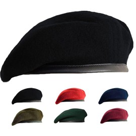 Gajaous Commando Beret, Military Hats, Wool Hats, Berets for Men and Women, Multicoloured Army Hats, Beret Hat, black